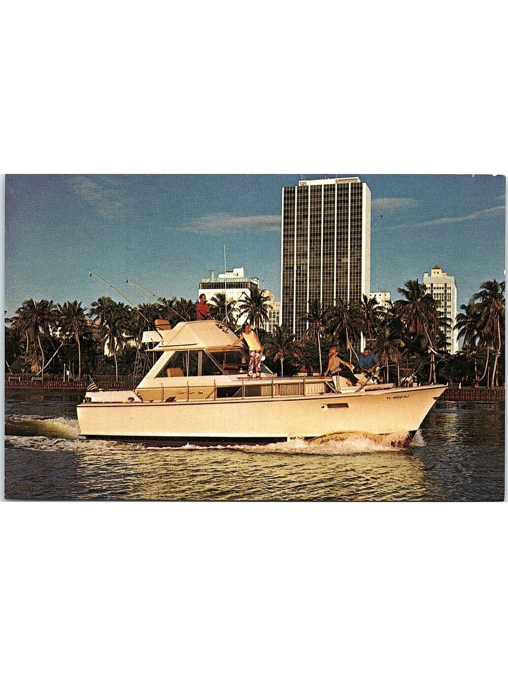 Vintage Postcard Boating Miami Florida Alamo Rent A Car Advertisement